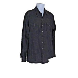 Ely Cattleman Tall Man Pearl Snap Shirt Black Striped Long Sleeve size LT